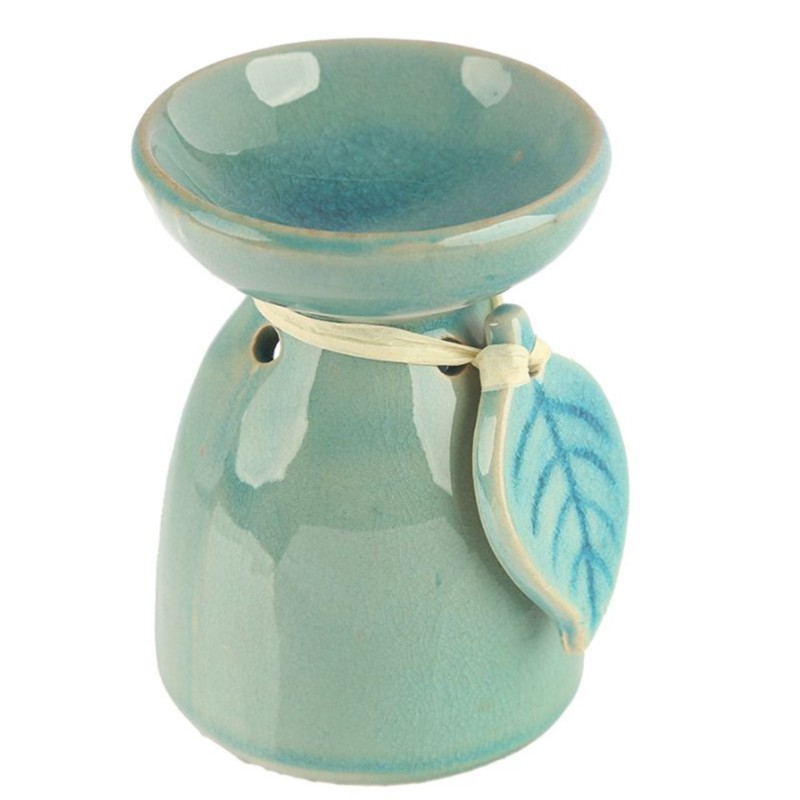 KOMINEK CERAMICZNY olejki zapachowe woski do aromaterapii - LISTEK ZIELONY